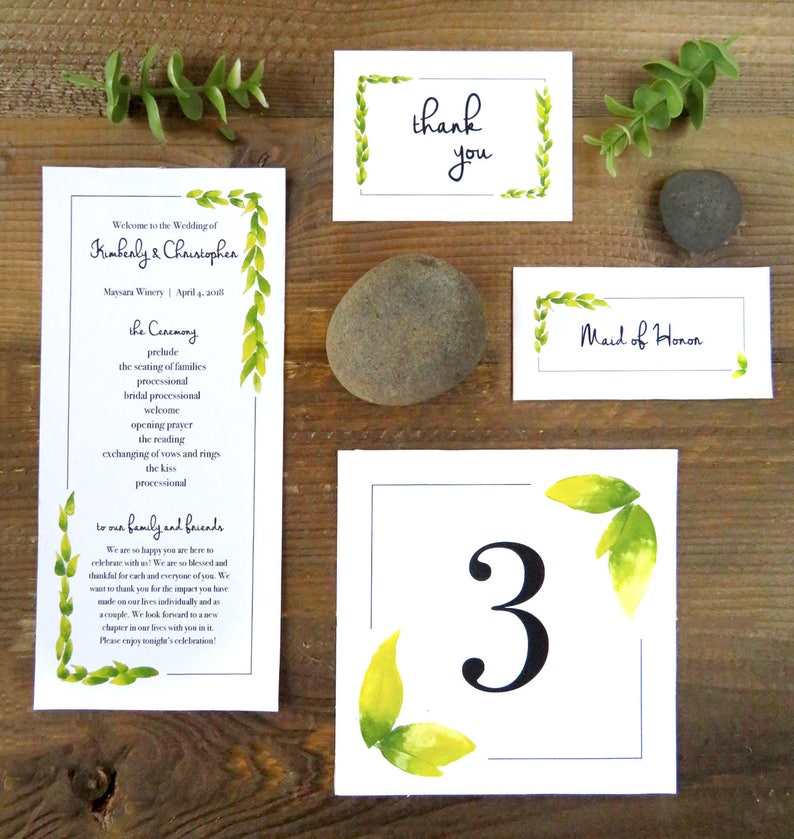 Programs Name cards Thank You/'s Wedding Extension Set and Table Number/'s