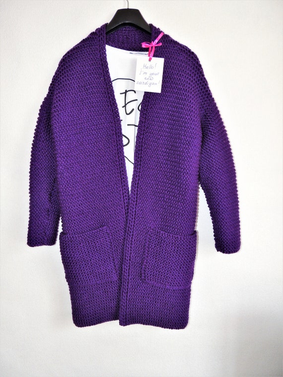 oversized purple cardigan