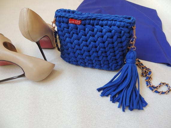 bright blue handbag