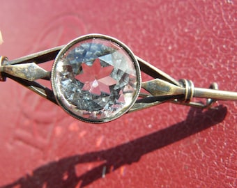 1927-1958 s Antique Brooch Russia Rock Crystal Stone USSR Silver Gold Plated