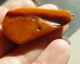 Really Very Old Pendant with Patina! Absolutely  antique very colorful Butterscotch, rich orange Amber Pendant at least 50 years old