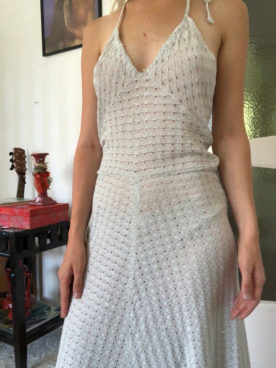 glitter halter neck dress