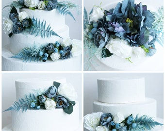 Blue cake topper wedding cake flowers woodland cake topper floral cake topper rustic cake topper flower cake topper wedding cake flower