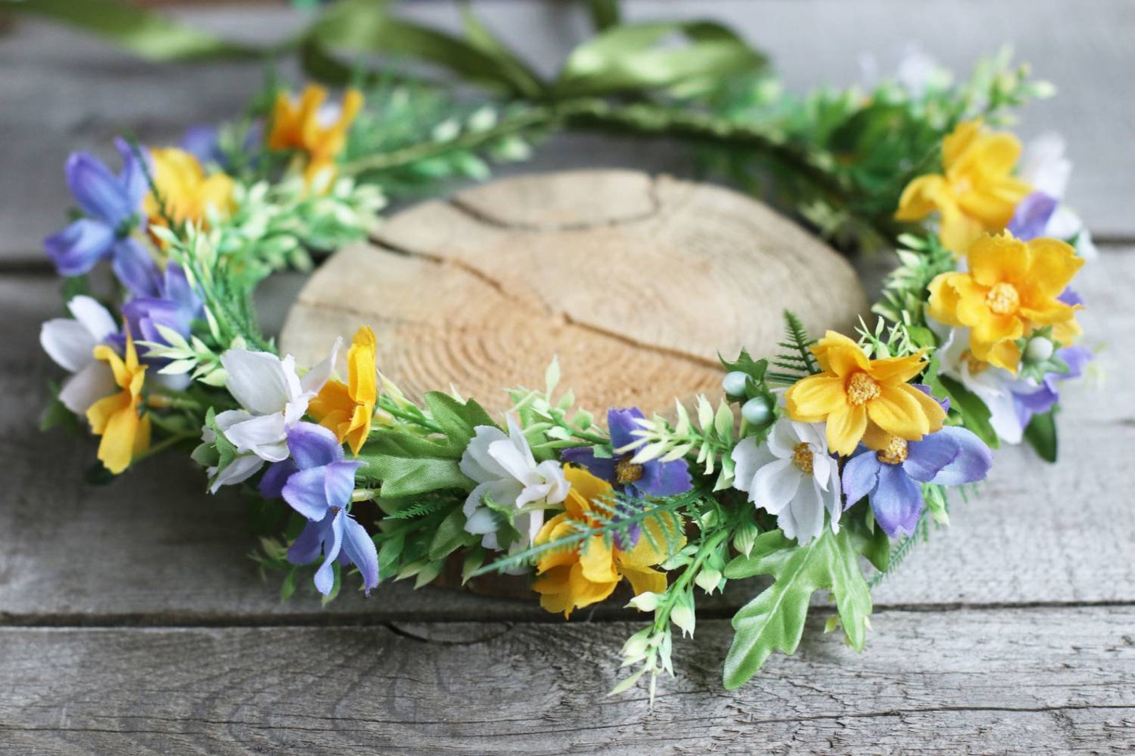 Daisy flower crown Blue flower crown Yellow flower crown Etsy