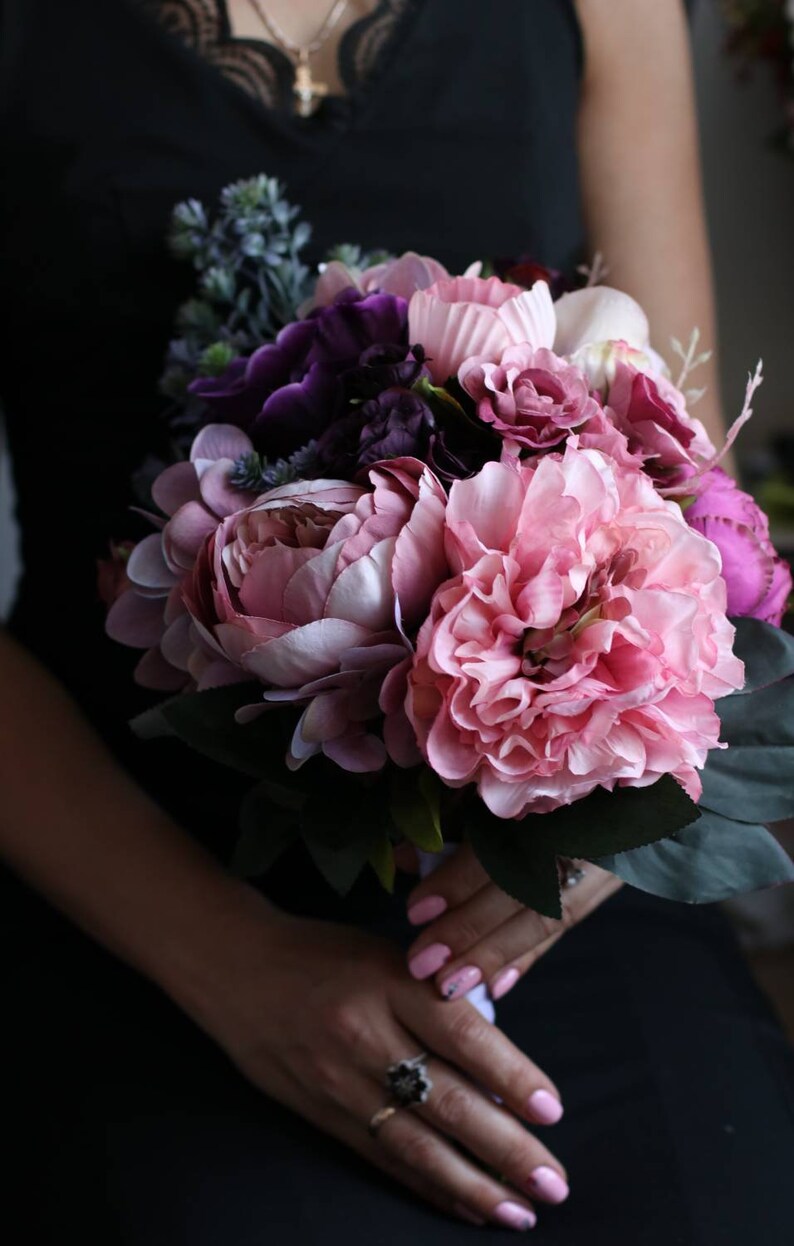 Succulent bouquet bridesmaid bouquet lavender bouquet cascade bouquet purple bouquet hydrangea bouquet boho wedding bouquet mauve bouquet