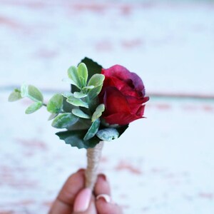 Eucalyptus boutonniere burgundy boutonniere for men rose boutonniere rustic boutonniere prom flower boutonniere wedding boutonniere set