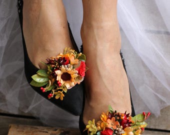 Sunflower Shoe Clips wedding flower Bridal Rustic Floral Accessories Boho Wedding & Special Events