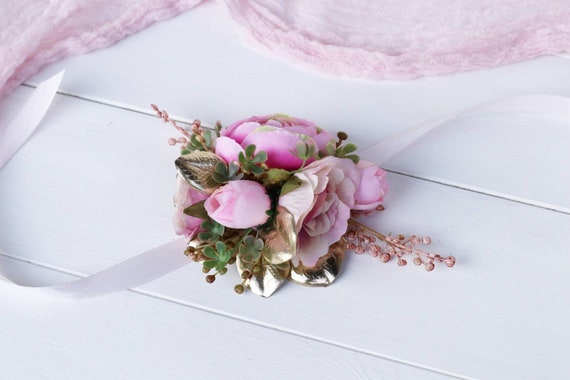 Roze gouden corsage Pioenroos bloem corsage Blush - België