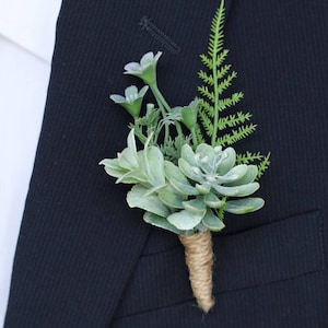 Succulent Boutonniere: Purple Wedding Buttonhole, Groom Flower