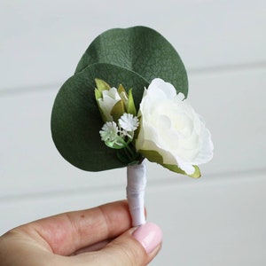 Eucalyptus boutonniere rose boutonniere wedding boutonniere groom flower boutonniere wedding buttonhole white boutonniere prom flower