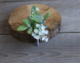 Baby's Breath Wedding BoutonniereWedding Boutonniere Rustic Boho Groom and Guest Floral Pin Greenery Boutonniere Special Events