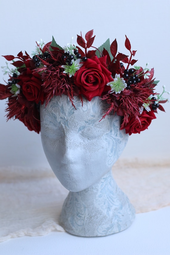 Elegant Floral Headband with Red and Green Accents 61LeGniJ5SL._AC_UF350,  main image 3