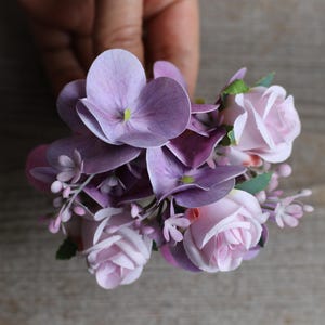 Flower Hair Pins Set Purple Lilac Lavender Rosebud  Hydrangea Hair Accessories Boho Wedding Hair for Bride Bridesmaids Prom