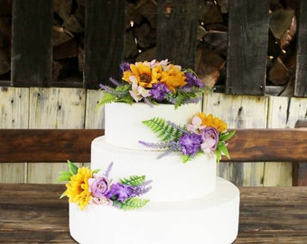 Sunflower wedding cake flower rustic cake topper floral cake topper  lavender cake topper wild one cake topper always cake topper anemone