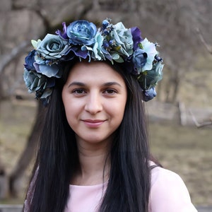 Dusty Blue Flower Crown: Wedding Floral Headband