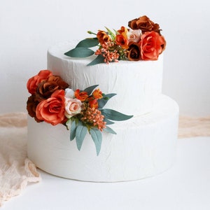 Burnt orange topper floral cake topper eucalyptus topper boho cake topper flower cake topper rose cake topper rustic cake topper floral cake