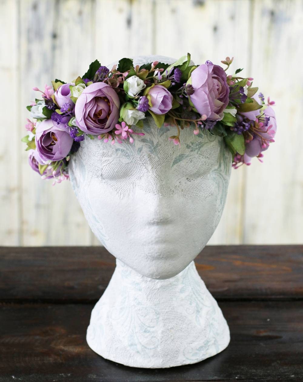 purple floral headpiece