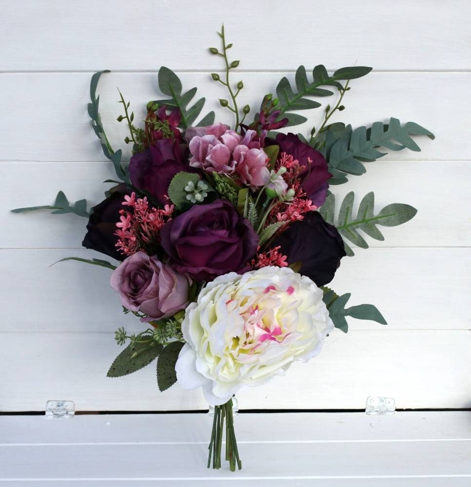 Dark Plum Wedding Bouquet Set