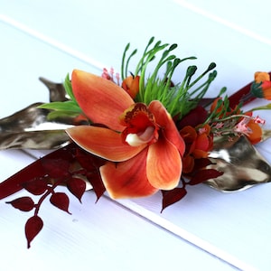 Orchid corsage orchid wrist corsage orchid wedding bridal wrist corsage burgundy corsage thistle corsage orange corsage gold corsage prom