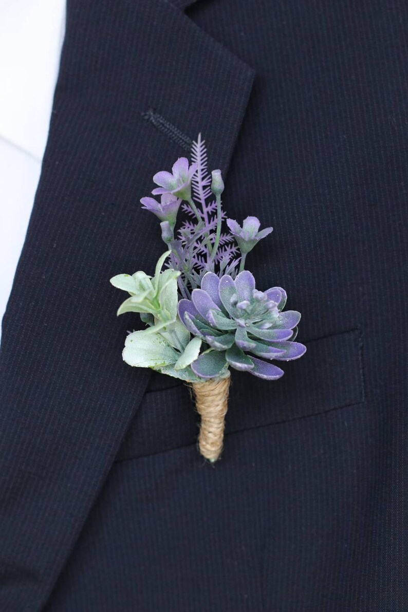Succulent Boutonniere for Men Boutonniere Purple Boutonniere Etsy