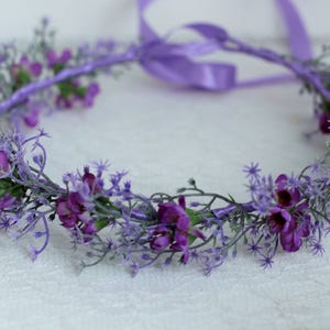 Lilac Flower Crown: Boho Wedding Headband, Fairy Greenery