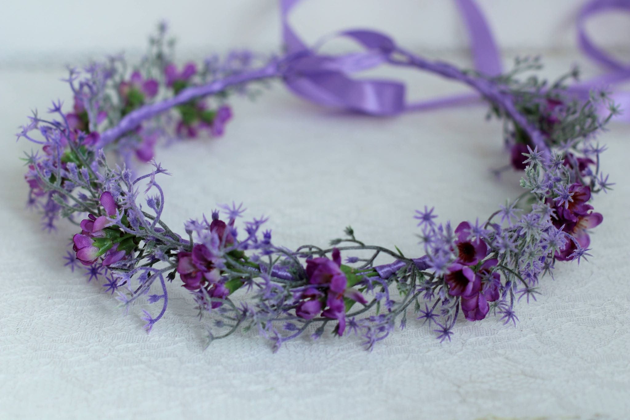 Lilac Flower Crown: Boho Wedding Headband, Fairy Greenery