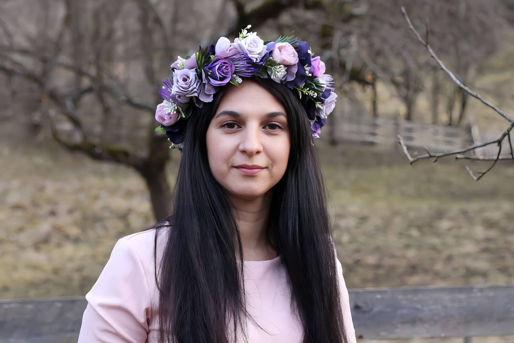 Purple flower crown discount