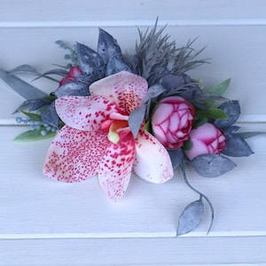 Orchid corsage for prom bridal wrist corsage orchid wedding thistle corsage wristlet pink corsage peony corsage orchid boutonniere prom