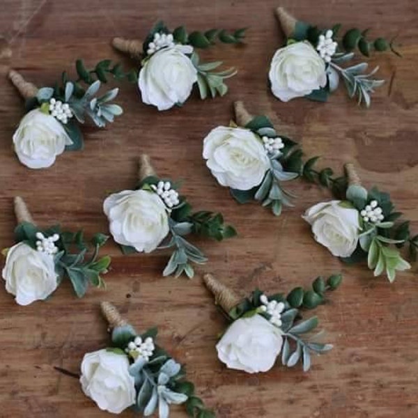 Hochzeit Boutonniere für Männer Bräutigam Boutonniere Abschlussball Blumen Boutonniere Eukalyptus Winter Boutonniere Greenery Boutonniere Knopfloch Blume