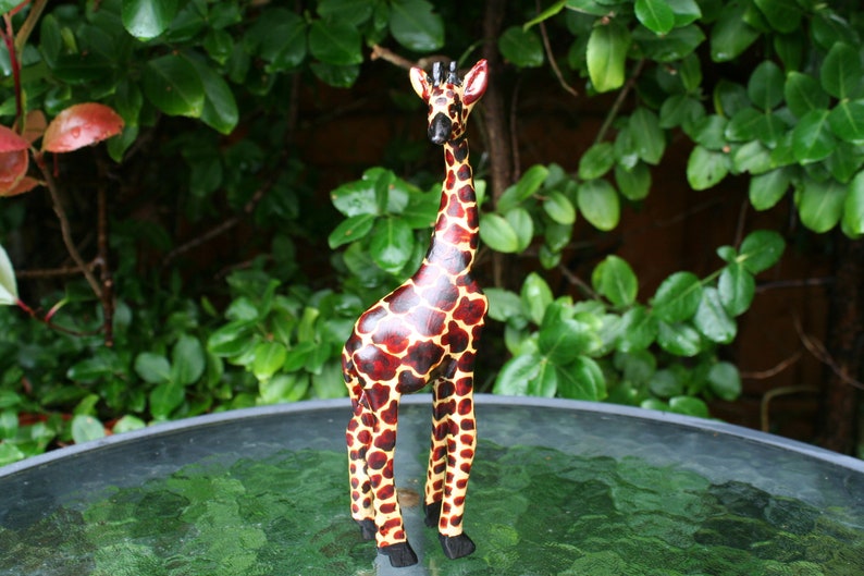 20cm Hand carved wooden Giraffe Dark image 5