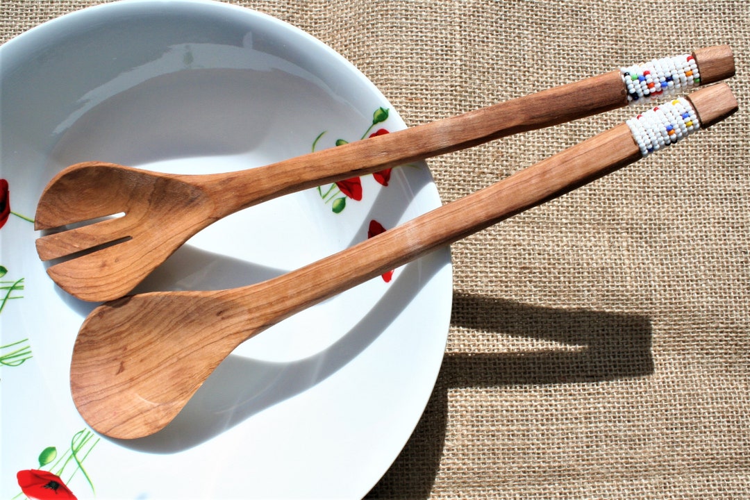 Salad Servers Hand Carved African Wooden Salad Servers With Etsy UK