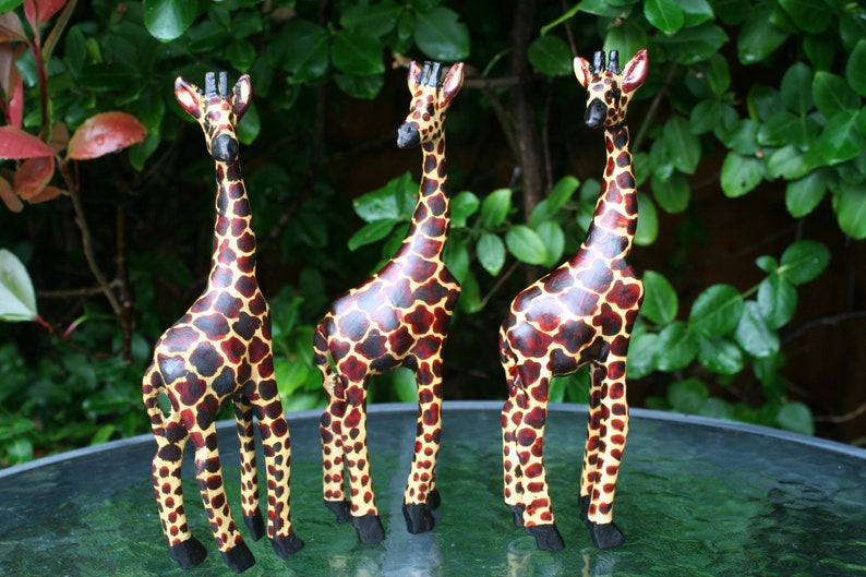 20cm Hand carved wooden Giraffe Dark image 4