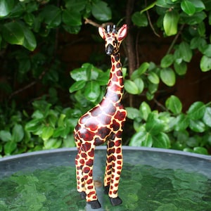 20cm Hand carved wooden Giraffe Dark image 1