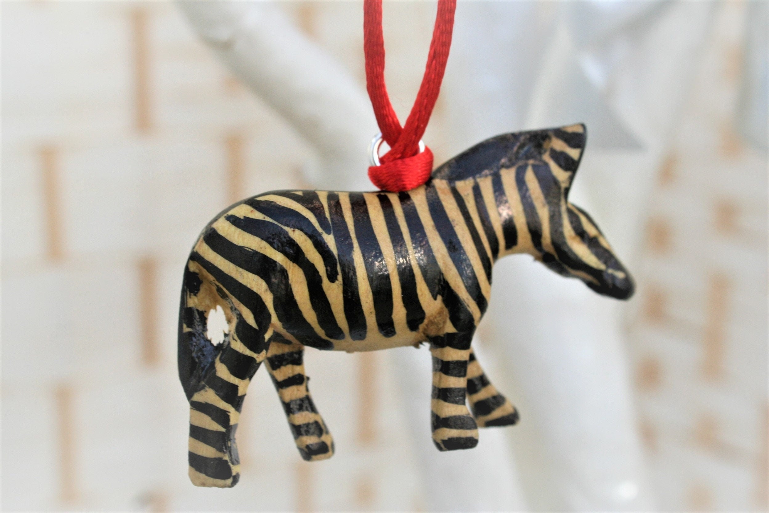 Zebra decoration Handcarved wooden Zebra 4cm Tall Etsy