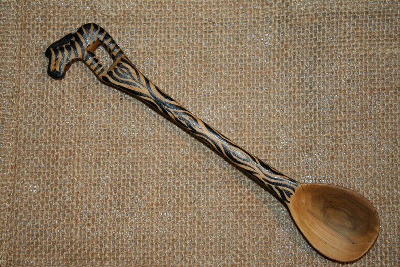 17cm Hand carved wooden Zebra Spoon with fully painted Etsy