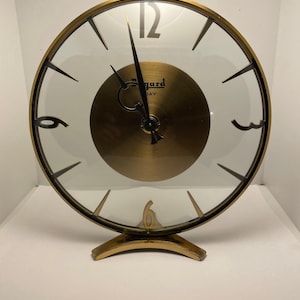 Bayard Clock / Art Deco Clock / Bayard 8 Day / Brass and glass clock
