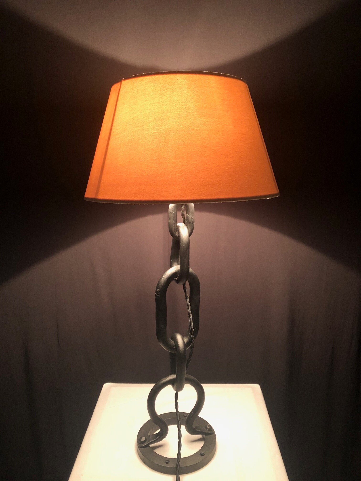 Lampe à Poser/Lampe d'ambiance Chaine Métal Abat Jour Velours