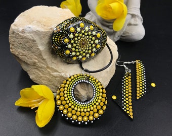 Beautiful hand painted Yellow Jewellery Set, Holiday gift idea, Natural Gift for your Loved ones, Mother's Day Gift idea