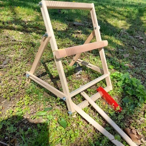Upright Weaving Loom Kit with Handmade Loom Stand – Large Tabletop Loom for Woven Wall Hangings, Vertical Weaving, Big weaving frame tools