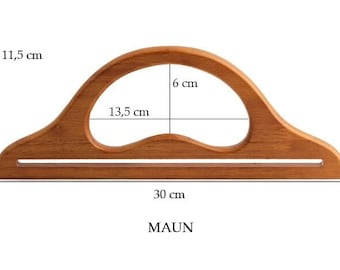 Manici per borse classici - 30 cm x 11,5 cm, manici in legno per borse e borse a tracolla, manici per borse in legno, materiali per la produzione di borse, hardware per borse