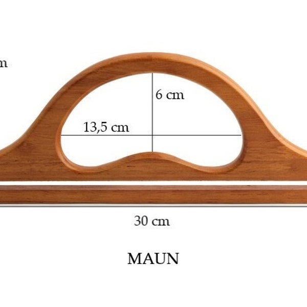 Manici per borse classici - 30 cm x 11,5 cm, manici in legno per borse e borse a tracolla, manici per borse in legno, materiali per la produzione di borse, hardware per borse