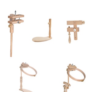 Full embroidery tools with lap stand, embroidery hoop holder, table clamp and free one big excellent quality hoop.