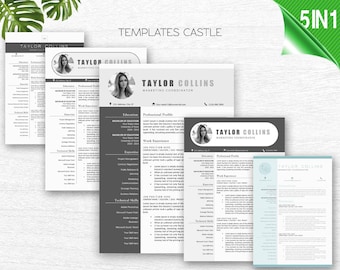 modern resume template for word 1 2 page resumes cover etsy