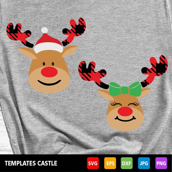 Download Christmas Svg Buffalo Plaid Reindeer Svg Boy Girl Reindeer Etsy