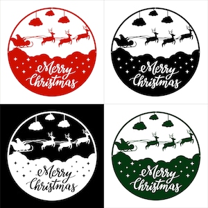Metal Christmas Wall Art, Merry Christmas Wall Decor, Deer Sign, Santa&#39;s Sleigh Wall Sign, Christmas Gift, Reign Deer, Front Door Sign