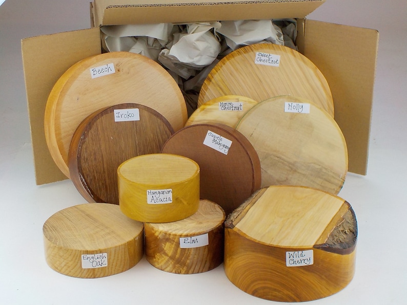 Woodturner's Gift Selection Box. 10 Bowl Blanks. Mixed English Hardwoods image 4