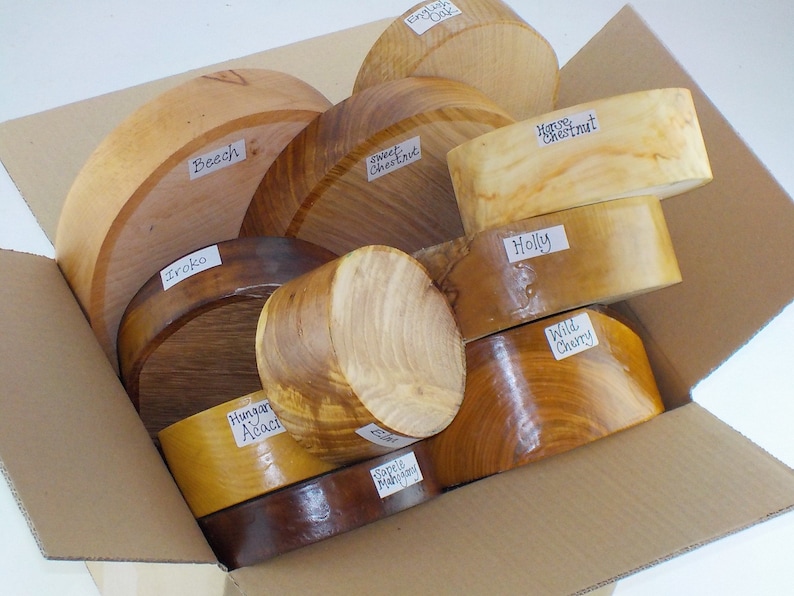 Woodturner's Gift Selection Box. 10 Bowl Blanks. Mixed English Hardwoods image 2