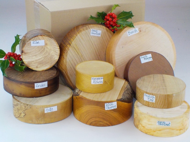 Woodturner's Gift Selection Box. 10 Bowl Blanks. Mixed English Hardwoods image 5