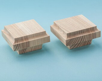 Wooden Curved Square Drawer Handle Rustic Style