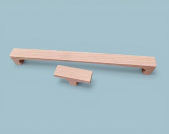 Skåpshandtag i trä, långt trähandtag, möbelhandtag i massivt trä, kökshandtag, byråhandtag